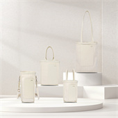 法國設計師再生帆布桶包超纖拼接pu皮束口高級感通勤手拎包定做